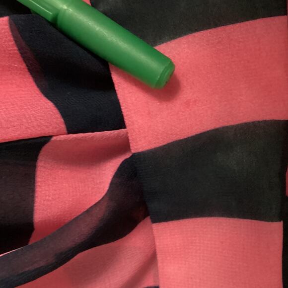 Vintage Sans Souci Sheer Stripe Blouse Button Front Batwing Dolman Sleeves Small - Picture 11 of 13